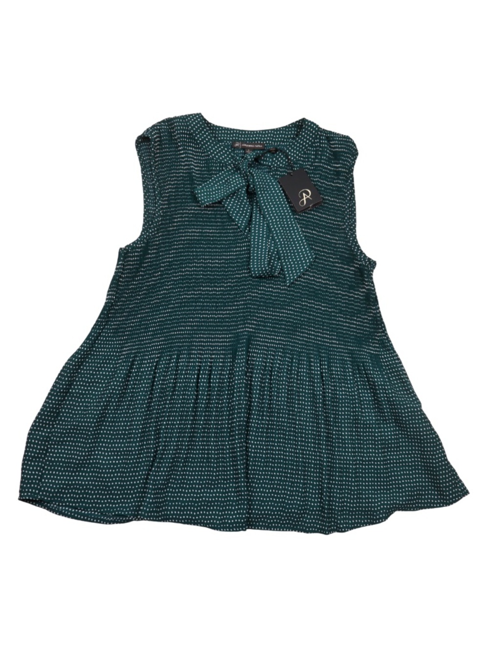 Adrianna Papell NWT Green Pleated Bow Tie Sleeveless Blouse Top S